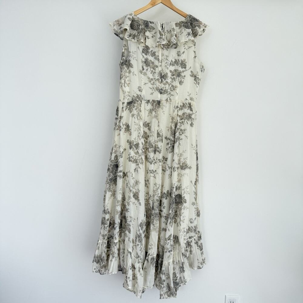 Denim & Supply Ralph Lauren Dress Large Floral Cotton Hi Low Ruffle Cottage Maxi - Picture 7 of 11